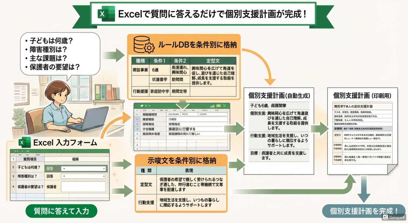 個別支援計画案を作成する仕組みの提案をまとめたグラフィカルアブストラクト